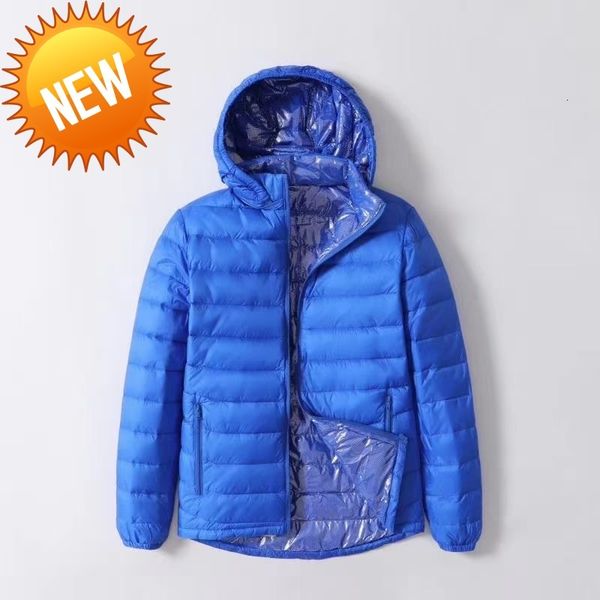 

newbang hat detachable man down jackets ultra light jacket men with hooded feather lightweight parka windproof warm coats, Black