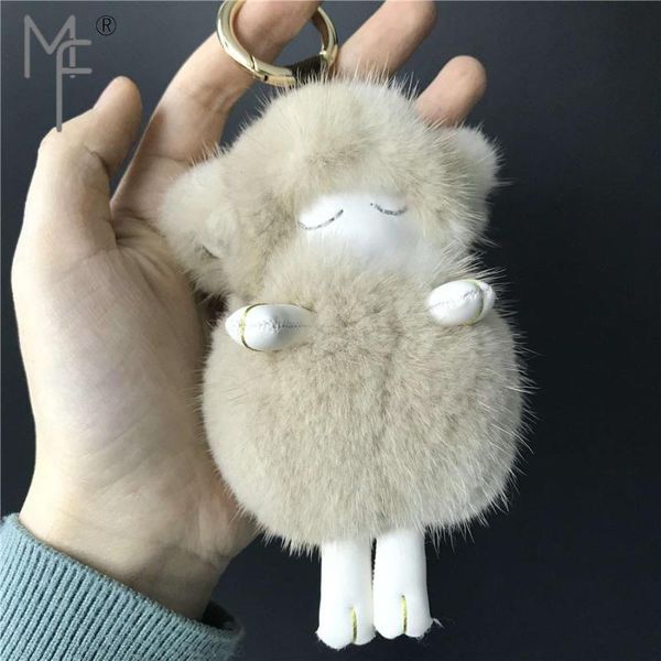 

keychains magicfur - real sheep lamb goat beige ball pompom bag purse charm keychain pendant accessories, Silver