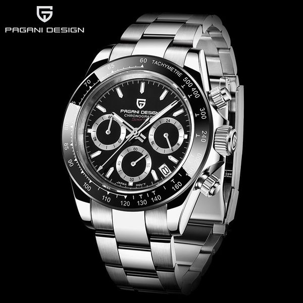 

wristwatches pagani design 2021 automatic watch men stainless steel waterproof chronograph luxury quartz sports relogio masculino, Slivery;brown