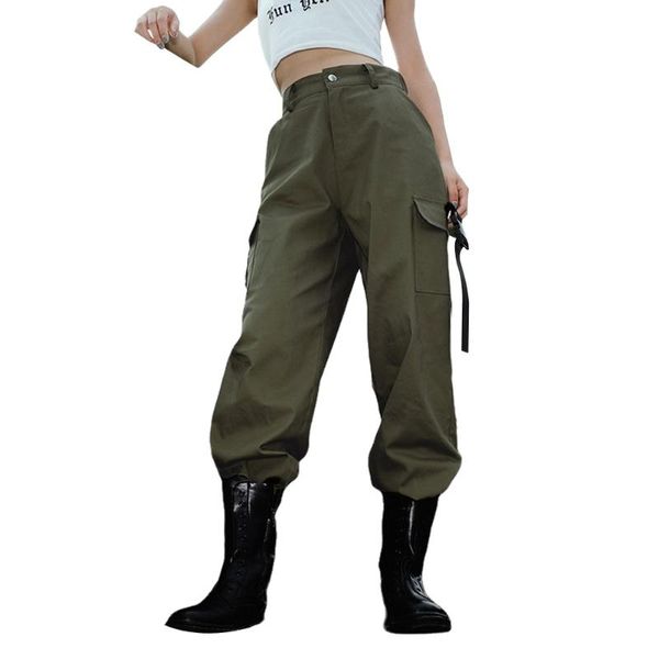 

women's pants & capris 2021 arrival high waist cargo pant casual solid female trousers black khaki army green, Black;white