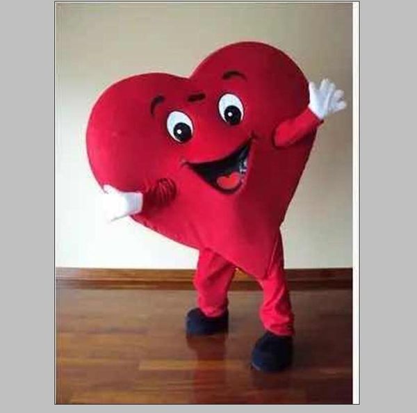 Masquerade Red Heart Mascot Costume Halloween Christmas Fancy Party Personaggio dei cartoni animati Outfit Suit Adult Women Men Dress Carnival Unisex Adults