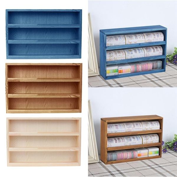 

hooks & rails 3 ties deskstorage rack mini tablebookcase file holder making tape display shelf doll collection case