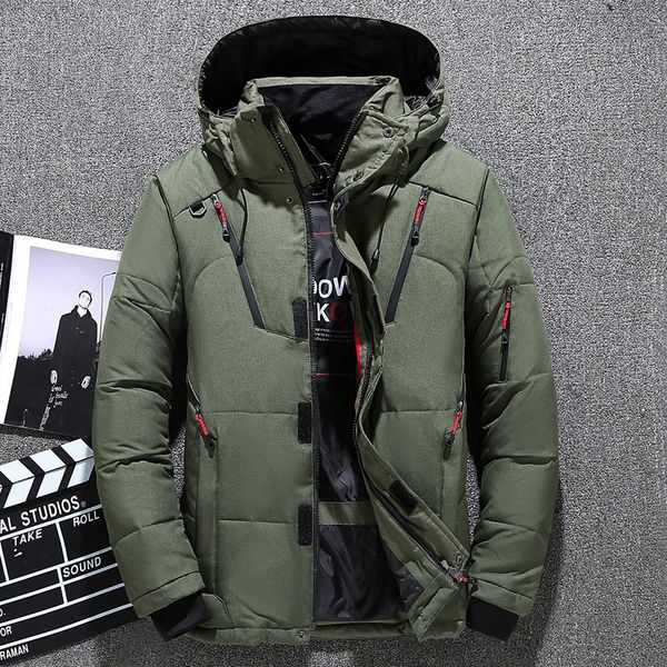

winter mens down parka jacket coat male short thick windproof hooded parka green black blue gray orange m-3xl