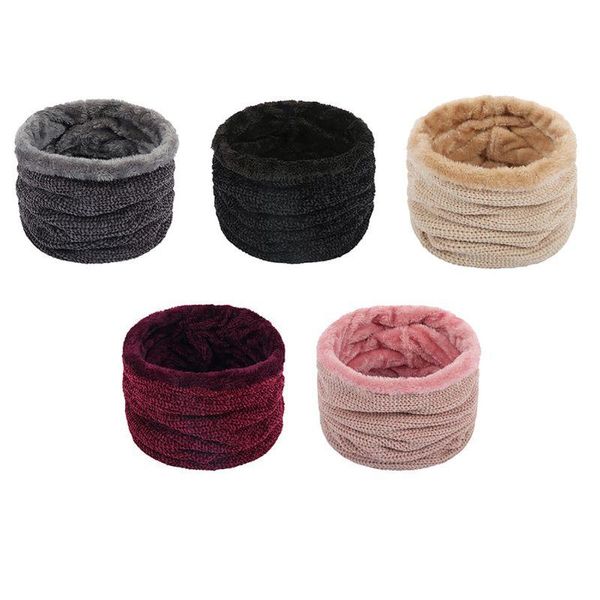 

mountaineering collar solid color plus fluffy wool single-ring scarf velvet warm outdoor skiing bibs dfr cycling caps & masks, Black