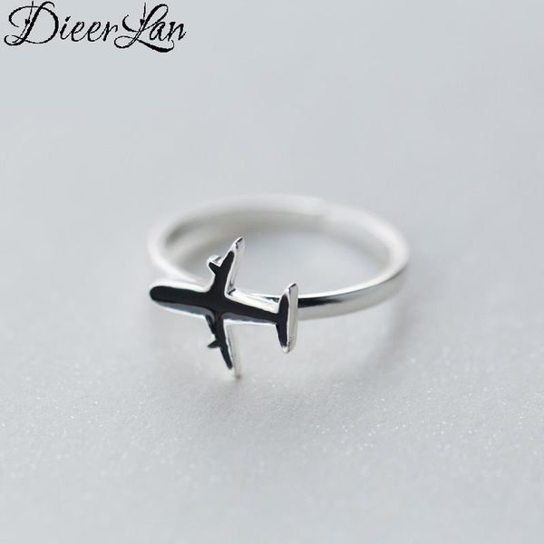 

wedding rings fancy bohemian vintage 925 sterling silver big black airplane for women ladies statement jewelry finger, Slivery;golden