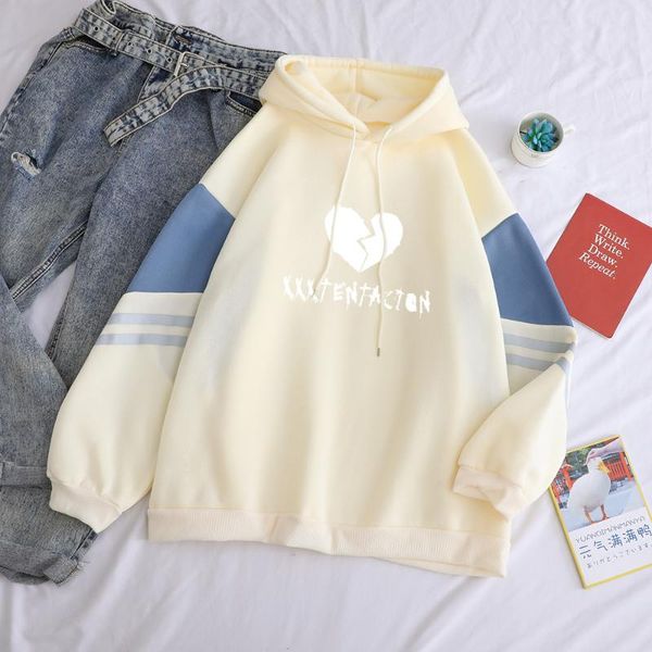 

women's hoodies & sweatshirts xxxtentacion fashion hip hop patchwork casual drop shoulder women sweatshirt printed winter korean splici, Black