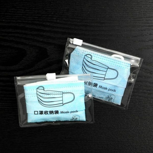

storage bags portable zipper bag mask organizer pva transparent disposable dust-proof temporary box
