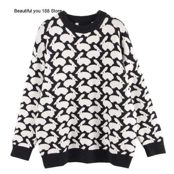 

women's sweaters sweater 2021 autumn / winter fashion lovely loose casual pullover lazy wind outerwear, White;black