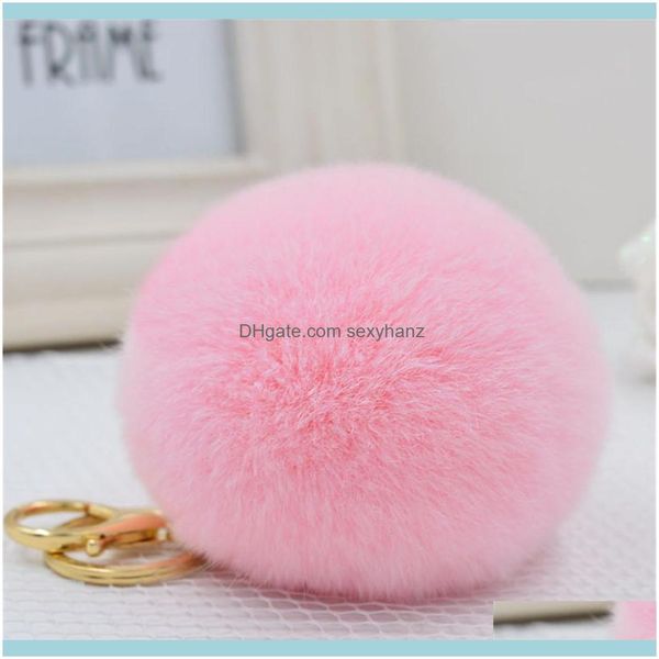 

jewelryfemme pom keychain pompon fluffy porte clef pompom de fourrure women rabbit ear fur ball key chain rings llavero bag drop delivery 20, Slivery;golden