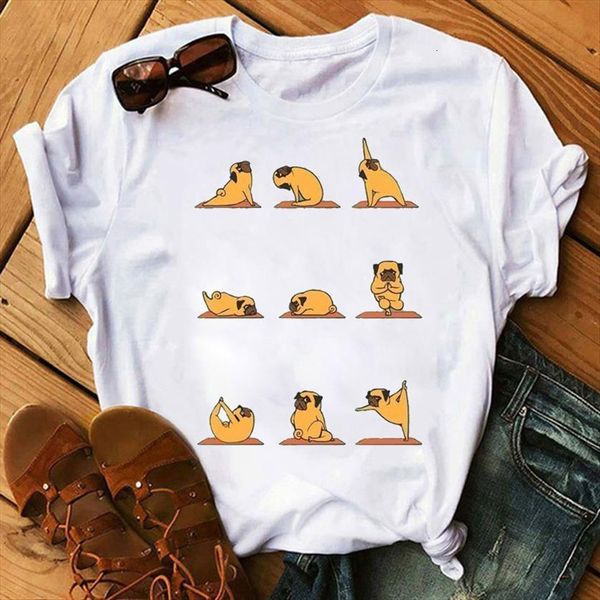 

cute kawaii cartoon dog womens t shirts print tee summer harajuku casual fashion clothes, White