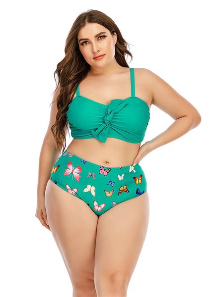 

women's swimwear women plus size 4xl swimsuit two pieces set butterfly printed bikini high waisted bottom big female bathsuit 2022, White;black