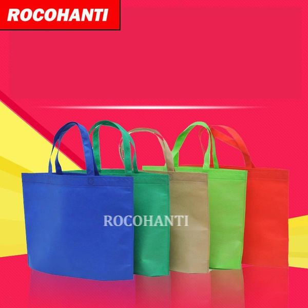 

shopping bags 500pcs custom non woven reusable tote bag use 80gsm non-woven , flat lightweight heat seal seam bottom folded
