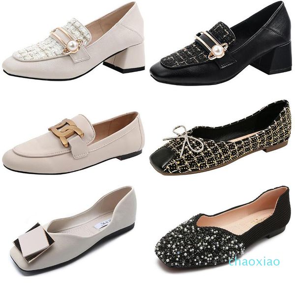 

2021 fashion high heels designer original women party wedding shoes triple black nude white butterfly thick heel asakuchi square head