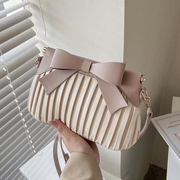 

shoulder bags fashion bowknot female bag folds hand holding small square tide korean ladies messenger