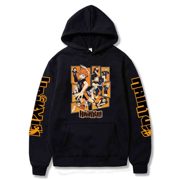 

haikyuu men/women hip hop streetwear e anime hoodi men's sweatshirts, Black