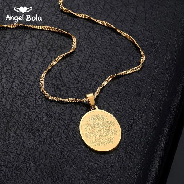 

pendant necklaces islam muslim ancient quran gold color arab sign chain middle eastern coin items,money maker gift drop, Silver