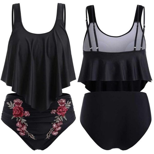

women's swimwear 2021 swimsuit women push-up padded plus size overlay print bikini set biquini, White;black