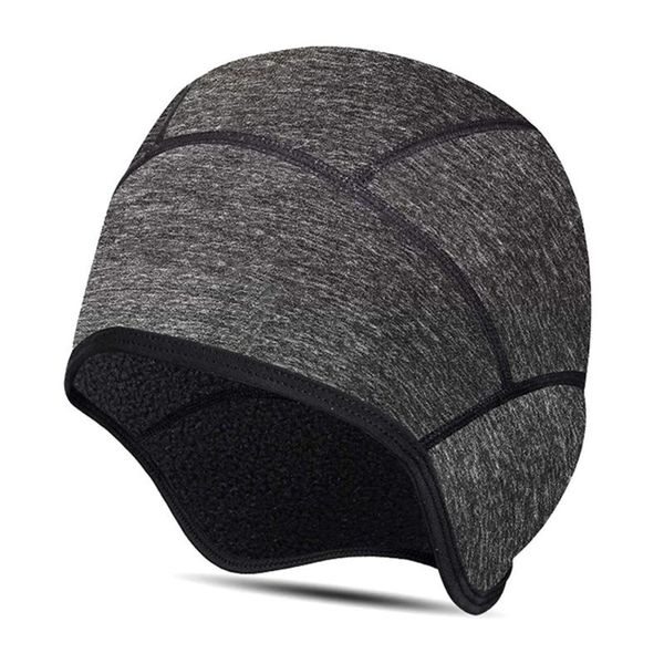 

men winter warm helmet liner windproof cycling hat for outdoor sports running baseball long ear protection caps & masks, Black