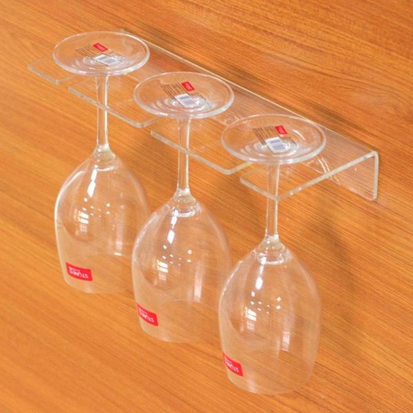 

kitchen storage & organization home wall mount 3 slot acrylic wine glass hanging rack cup holder shelf
