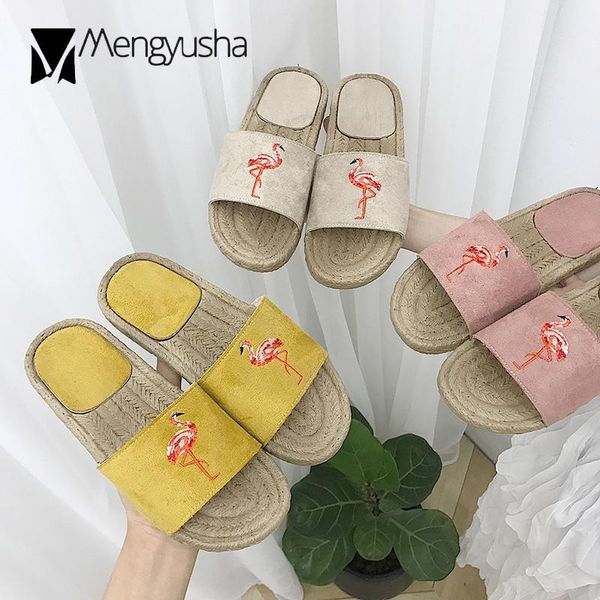 

flamingo patterns soft heel ladies sandals summer flock embossed slippers leisure beach slides sapato feminino 2021, Black