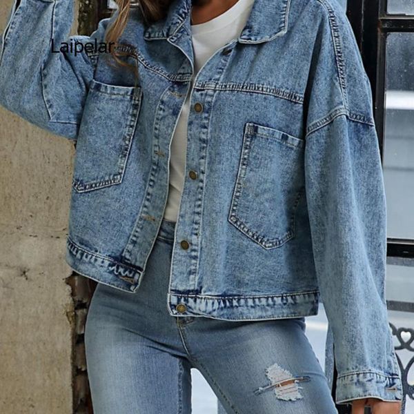 

women's jackets women long sleeve denim jacket blue casual coats vintage loose washed autumn winter 2021, Black;brown