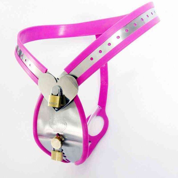 NXYCockrings Progettato Cintura di castità maschile Sissy Cintura a T Dispositivo Gabbia per uccelli con serratura in acciaio inossidabile BDSM Prodotto per adulti Giocattoli sessuali per uomini 1124
