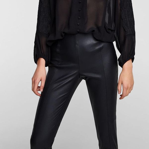 

women's pants & capris street harajuku side high zipped spliced skinny forking penicl pu leather women, Black;white