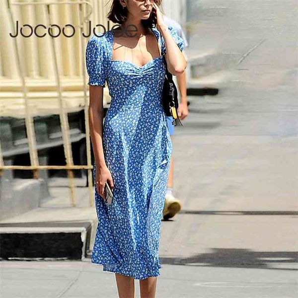 

women short sleeve square collar print split midi summer beach chiffon dress elegant slim a line sundresses 210416, Black;gray