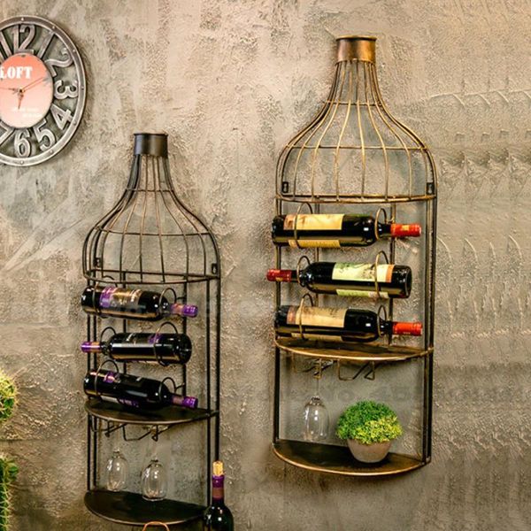 

tablewine racks vintage iron rack wall hanging home restaurant bar pendant loft creative decoration bottle holder