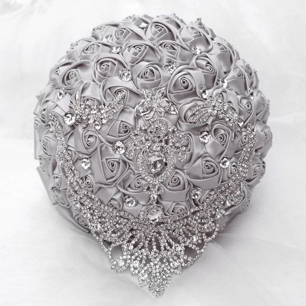 

decorative flowers & wreaths silver diamond brooch bouquets of handmade for the bride and bridesmaids in many colors home decroationw287