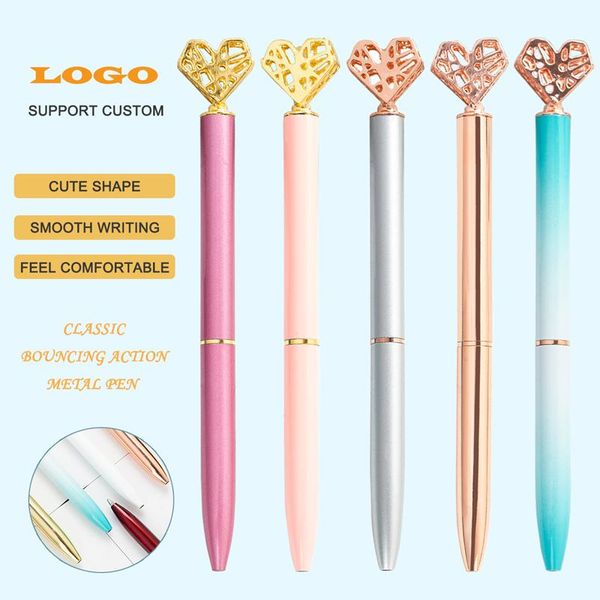 

ballpoint pens 1.0 nib kawaii ball metal multi-color ballpen love heart student for school stationery office supplies, Blue;orange