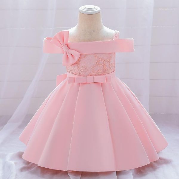 

girl's dresses 2021 one word neck bow birthday dress for 1 year baby girl baptism bridesmaids party wedding princess prom evening1, Red;yellow