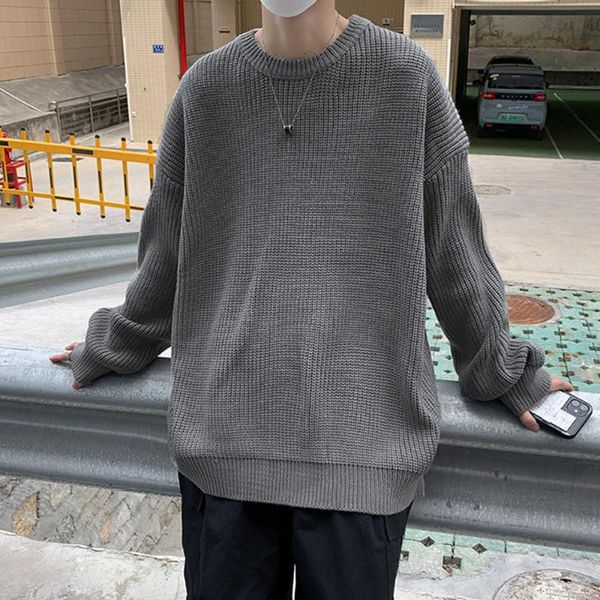 

men's sweaters 2021 autumn solid color hedging sweater o-neck wild ins couple simple loose long-sleeved jacket clothing, White;black