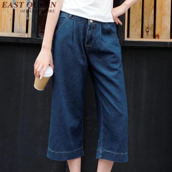 

arrival women pants 2021 denim wide leg mid wasit loose jeans female summer straight calf 2377 yq women's, Blue