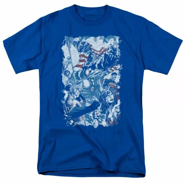 

justice league american justice t shirt mens licensed dc comics tee royal blue, White;black