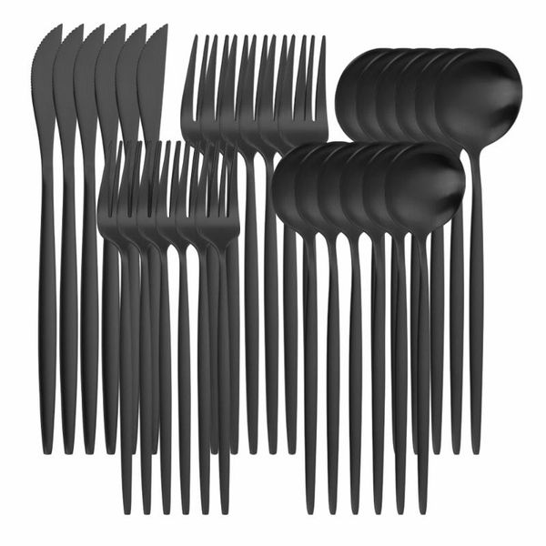 

flatware sets 30pcs matte stainless steel cutlery tableware set travel dinnerware dinner forks knives spoons safe silverware