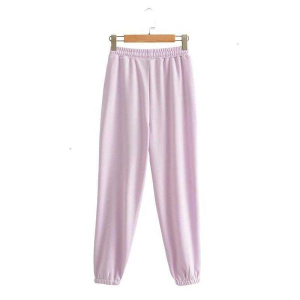 

women's pants & capris fashion cotton comfortable high waist pockets elastic violet spring autumn casual loose sports shrink feet trous, Black;white