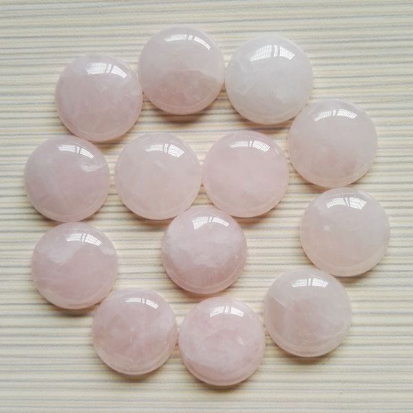 

natural stone 20mm round loose beads rose quartz crystal patch face for natural stone necklace ring earrrings jewelry making, Black