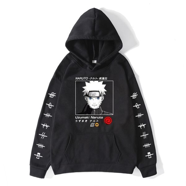 

new anime riman sweater large vortex naruto print hoodie, Black