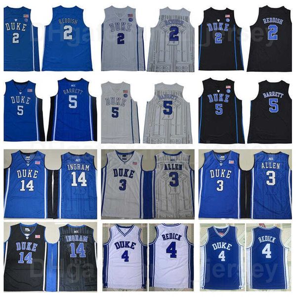 

ncaa blue devils college basketball cam reddish jersey 2 rj barrett 5 grayson allen 3 jj redick 4 brandon ingram 14 team black white color e