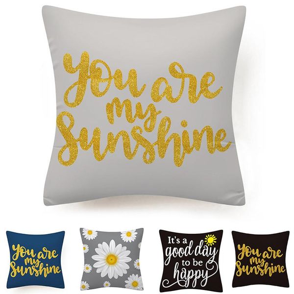 

cushion/decorative pillow flower print case gray yellow daisy cushion cover home sofa decorative pillowcase 45*45cm kussensloop covers