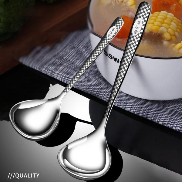 

spoons stainless steel soup spoon long handle home drink round scoop light luxury el restaurant public