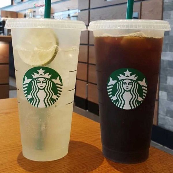 

starbucks plastic green straw cup transparent water cup reusable