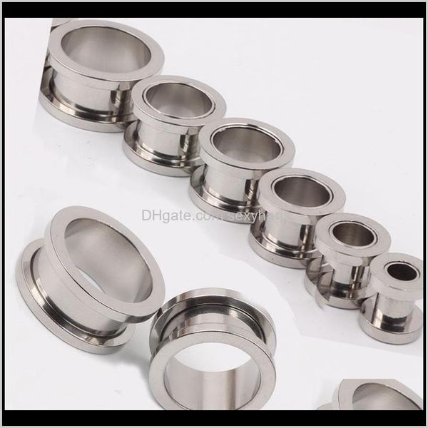 

plugs & tunnels drop delivery 2021 100pcs/lot mix 2-10mm jewelry~stainless steel screw ear plug flesh tunnel piercing body jewelry ovxow, Silver
