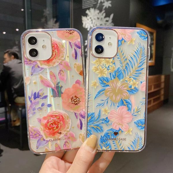 

luxury beauty flowers transparent tpu back cover cases for iphone 12 pro max 11 xr x 8 7