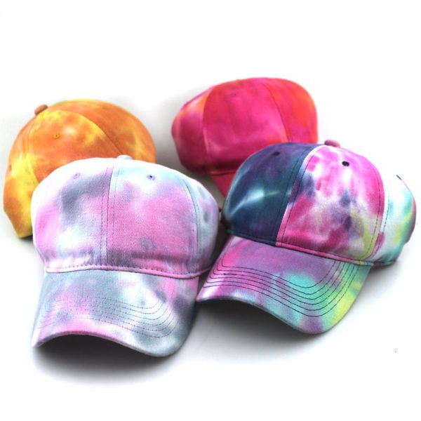 

tie dyed hat new light plate soft seven color printed baseball cap, Blue;gray