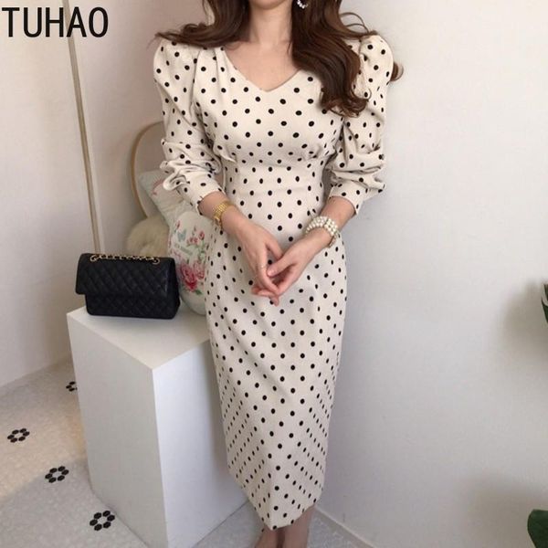 

casual dresses tuhao clothing for women elegant polka dot women's long dress autumn winter fashion sleeves corduroy vintage wm55, Black;gray