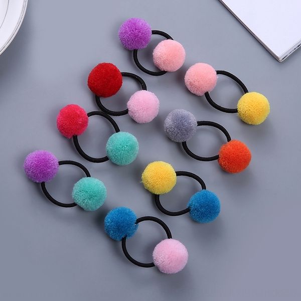 

4rj korean children's rubber serving ropering ornament accessories cute ball rope girl does not hurt hair tie hair rubber band baby hea, Slivery;white