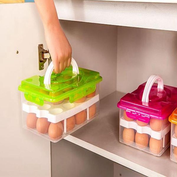

grid egg storage box container organizer convenient boxes double layer durable multifunctional crisper kitchen products bottles & jars