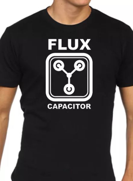 

flux capacitor t-shirt black man funny gift, White;black